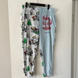 Nickelodeon Rugrats Kids Pajama Bottoms - White and Blue with Holiday Print